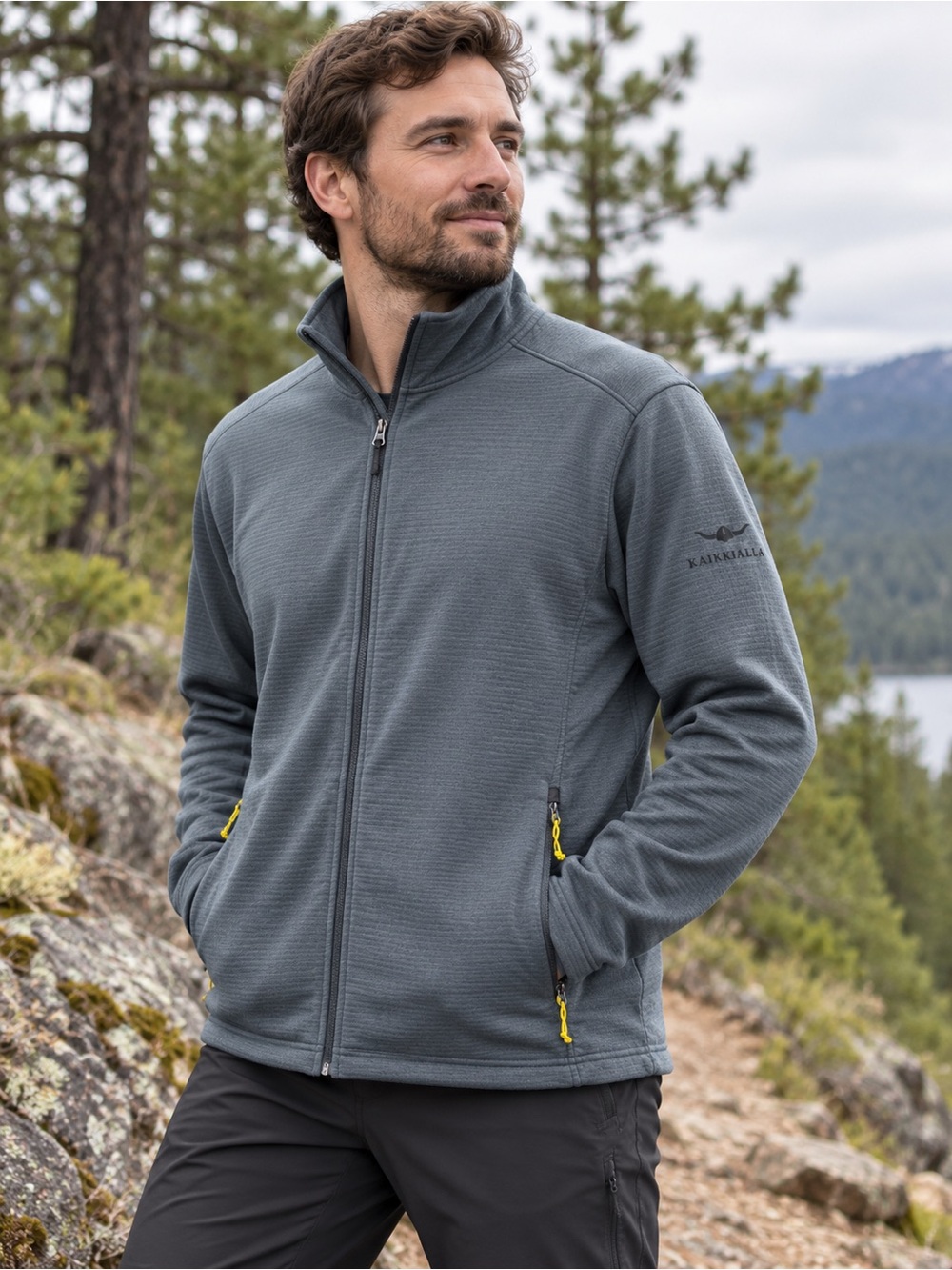 Kaikkialla Men’s XXL Blue Gray Full Zip Fleece Jacket | Outdoor Hiking